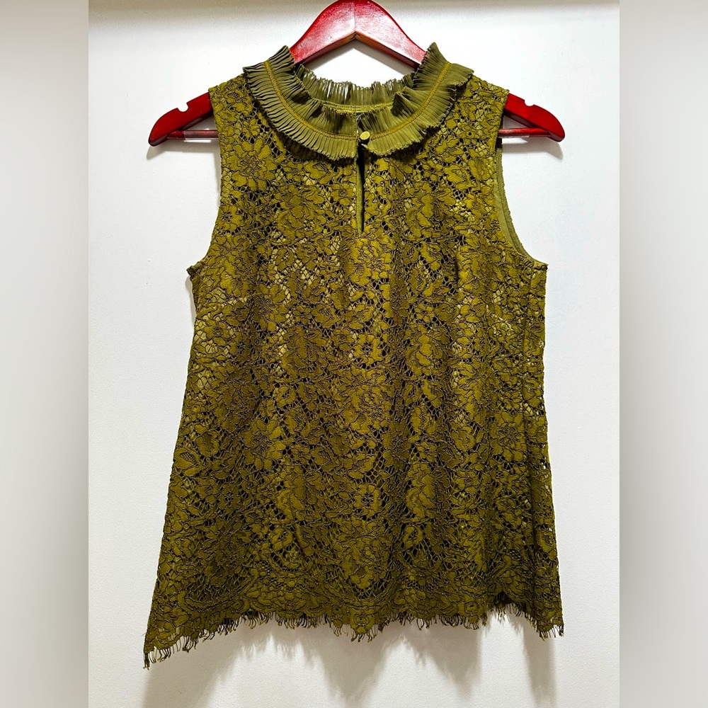 J. Crew - Olive Green Lace Top